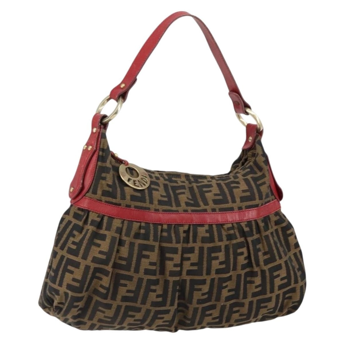 FENDI Zucca Canvas Shoulder Bag Black Brown Italy Auth GH1286: FENDI Zucca Canvas Shoulder Bag Black Brown Italy Auth GH1286 This authentic Fendi Zucca Canvas Shoulder Bag is a stylish accessory crafted in Italy. The exterior features a classic black and brown Zu