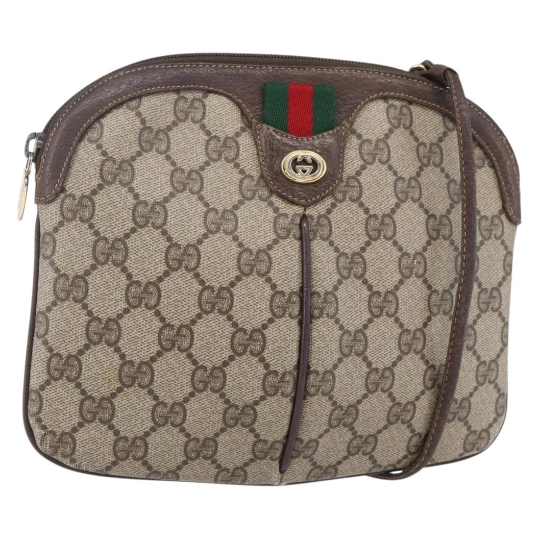 GUCCI GG Supreme Sherry Line Shoulder Bag Beige Gold Auth 904 02 047: GUCCI GG Supreme Sherry Line Shoulder Bag Beige Gold Auth 904 02 047 This GUCCI GG Supreme Web Sherry Line Bag is a stylish shoulder bag made from durable GG canvas in a chic beige and gold color comb