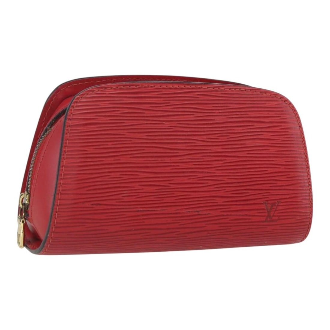 Louis Vuitton Epi Leather Dauphine PM Castilian Red Pouch M48447: Louis Vuitton Epi Leather Dauphine PM Castilian Red Pouch M48447 This Louis Vuitton Epi Dauphine PM pouch in Castilian Red features the iconic Epi leather exterior, known for its durability and textur
