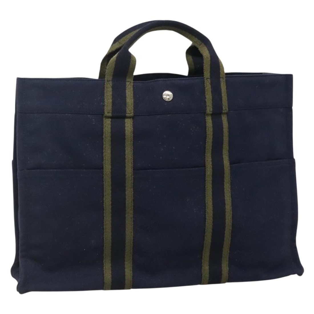 HERMES Fourre Tout MM Navy Canvas Hand Bag Made in France (1 of 18)