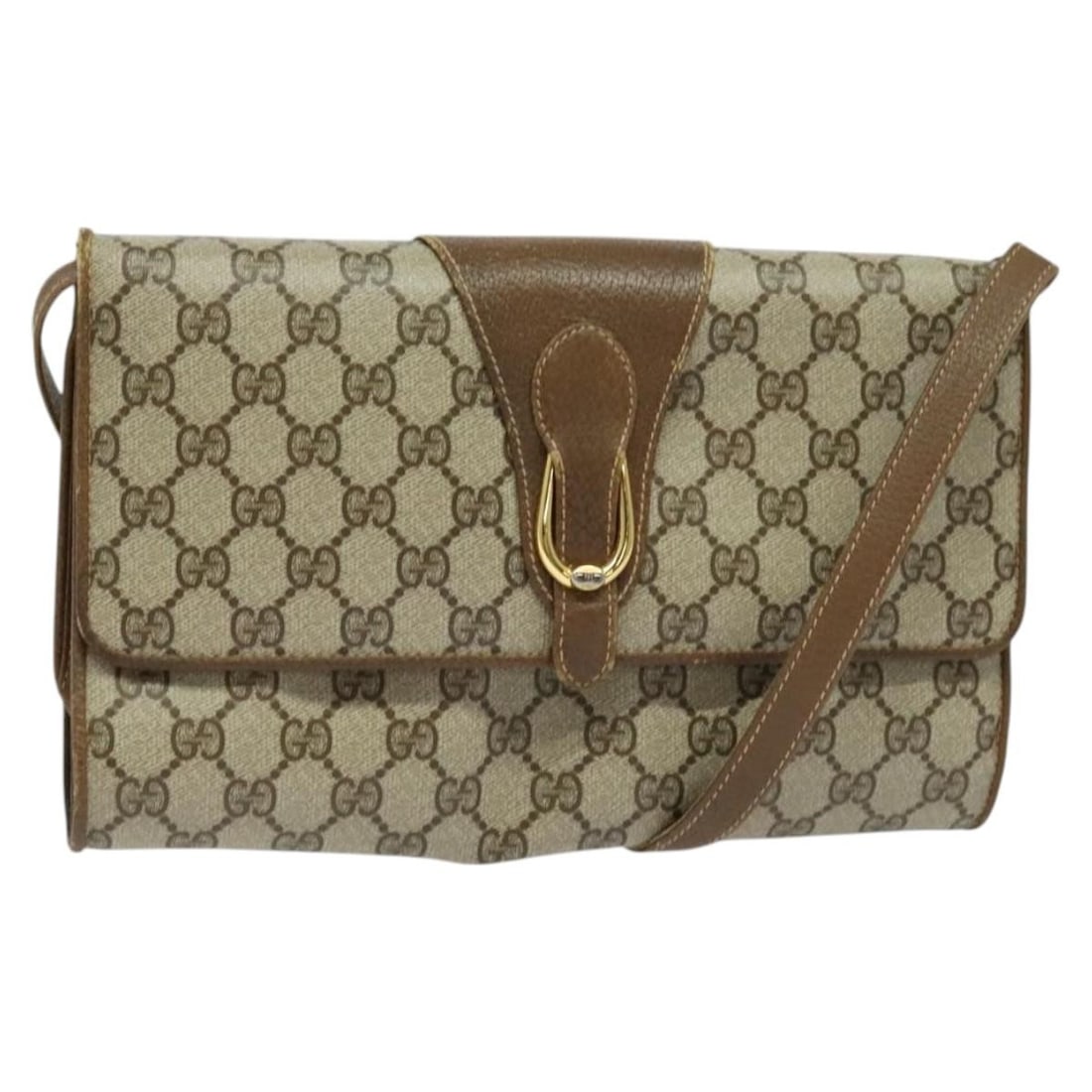 GUCCI GG Supreme Beige Gold PVC Shoulder Bag 118 02 050 Auth: GUCCI GG Supreme Beige Gold PVC Shoulder Bag 118 02 050 Auth This authentic GUCCI GG Supreme Shoulder Bag is a stylish accessory crafted from durable PVC leather, featuring a chic beige and gold exter