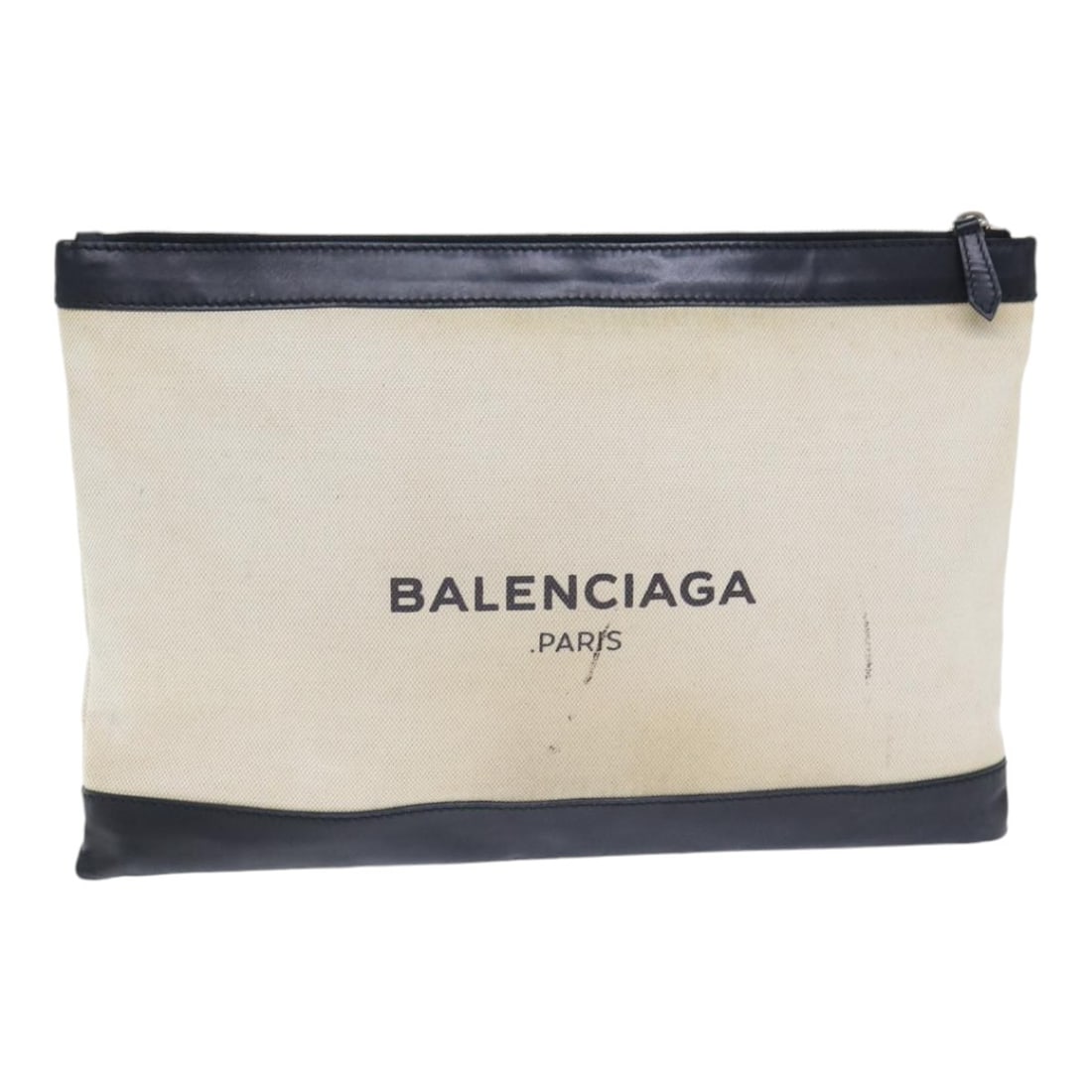 Balenciaga Clutch Bag Canvas White Black Silver 373840 Made in Italy: Balenciaga Clutch Bag Canvas White Black Silver 373840 Made in Italy This Balenciaga clutch bag, crafted in Italy, features a chic design in a striking combination of white, black, and silver canvas.