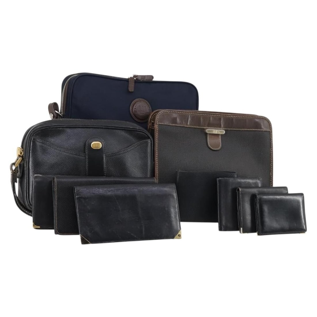 Dunhill Black Navy Leather Clutch Bag Set of 10 Auth (1 of 18)