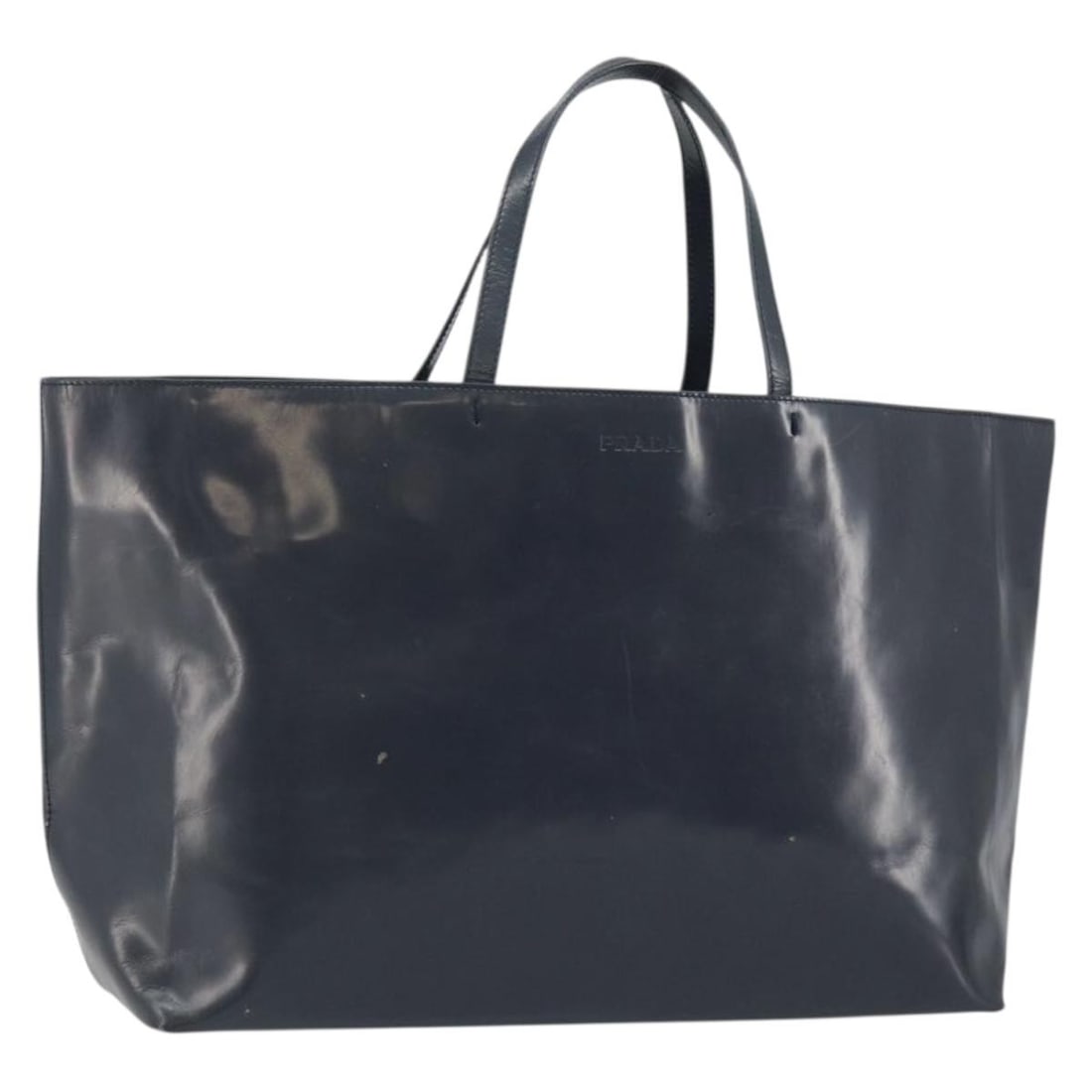 PRADA Navy Silver Enamel Tote Bag Authentic 146022 Italy: PRADA Navy Silver Enamel Tote Bag Authentic 146022 Italy This PRADA Tote Bag showcases a stylish navy and silver enamel exterior, perfect for both casual and sophisticated outings. Crafted in Italy, i