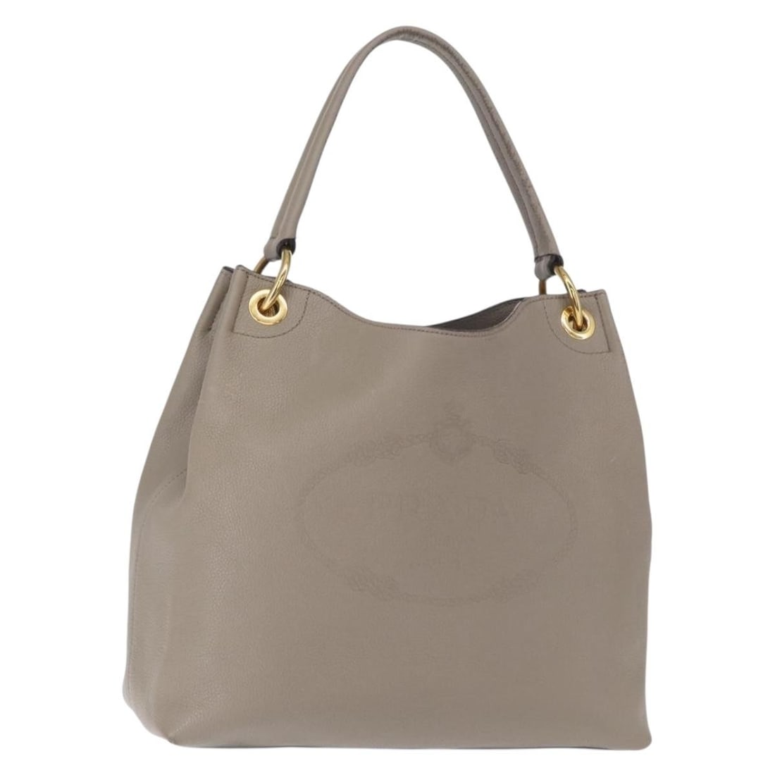 PRADA Gray Gold Leather Shoulder Bag Auth Italy 155698 (1 of 18)
