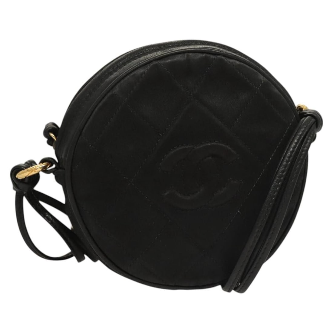 CHANEL Matelasse COCO Mark Black Gold Satin Shoulder Bag Auth BA3613: CHANEL Matelasse COCO Mark Black Gold Satin Shoulder Bag Auth BA3613 This CHANEL Matelasse COCO Mark Shoulder Bag is a stylish accessory, expertly crafted in Italy. The bag features a luxurious black