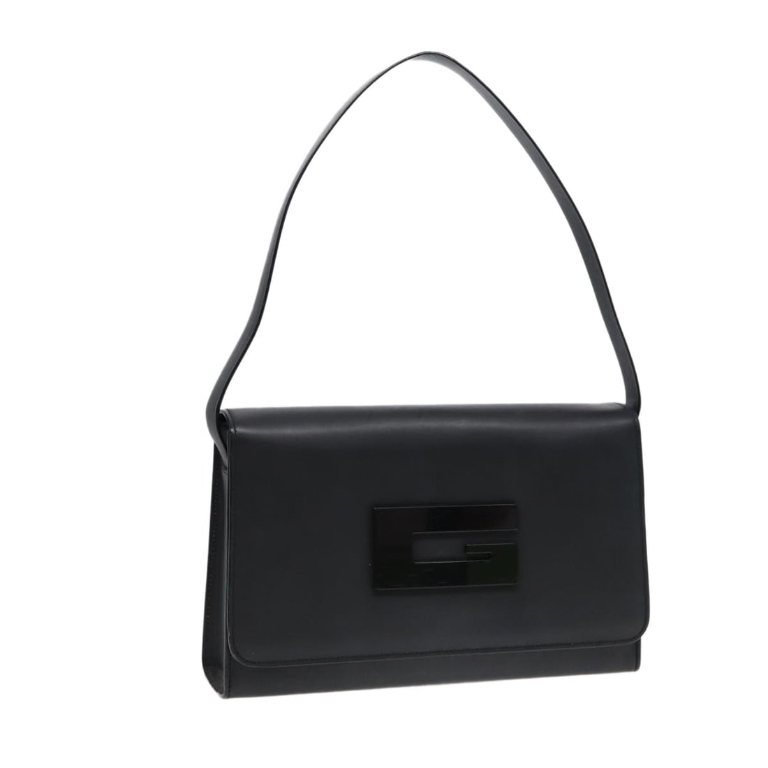GUCCI 001 3064 Black Silver Leather Shoulder Bag Auth: GUCCI 001 3064 Black Silver Leather Shoulder Bag Auth Introducing a stylish GUCCI shoulder bag, expertly crafted in Italy from high-quality leather. This striking accessory features a sleek black and