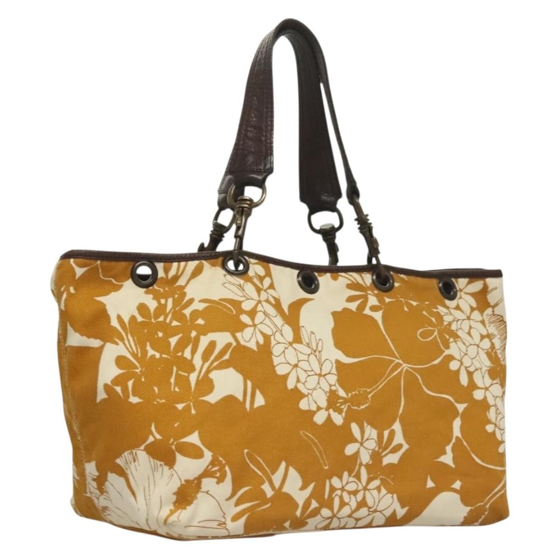 Miu Miu Canvas Hand Bag Beige Brown Made in Italy Auth 132687: Miu Miu Canvas Hand Bag Beige Brown Made in Italy Auth 132687 This Miu Miu Hand Bag is a stylish and functional accessory crafted from durable canvas in a chic beige and brown color combination. The b