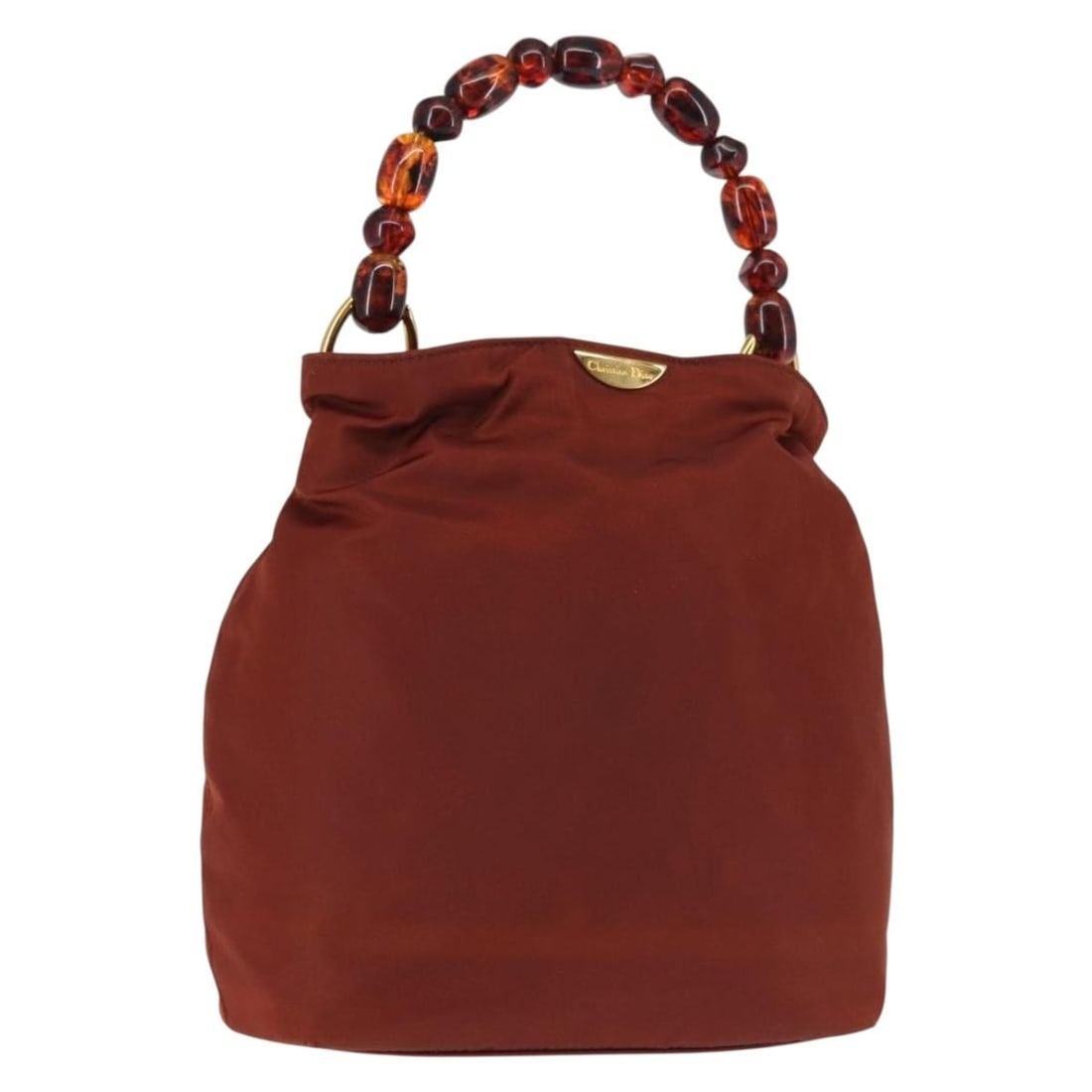 Christian Dior Maris Pearl Hand Bag Brown Gold Nylon Auth Italy: Christian Dior Maris Pearl Hand Bag Brown Gold Nylon Auth Italy This Christian Dior Maris Pearl Hand Bag is a stylish accessory crafted from durable nylon. The exterior features a rich brown and gold