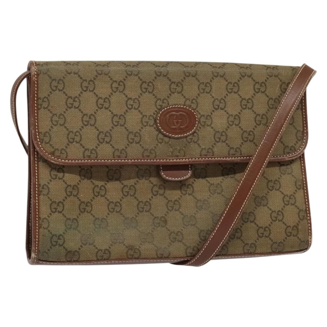 GUCCI GG Canvas Shoulder Bag Brown Gold 004 49 0195 Authentic Italy (1 of 18)