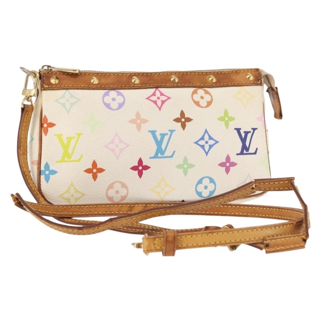 Louis Vuitton Multicolor Pochette Accessoires Pouch M92649 White Canvas (1 of 18)