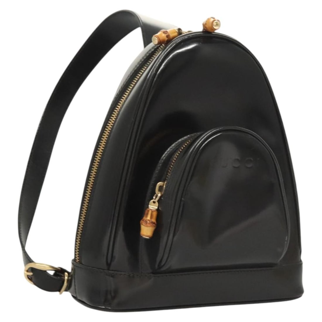 GUCCI Bamboo Shoulder Bag Black Gold Enamel 007 2113 0127 Auth: GUCCI Bamboo Shoulder Bag Black Gold Enamel 007 2113 0127 Auth Elevate your accessory collection with this authentic GUCCI Bamboo Shoulder Bag. Crafted in Italy, this chic shoulder bag features a stri