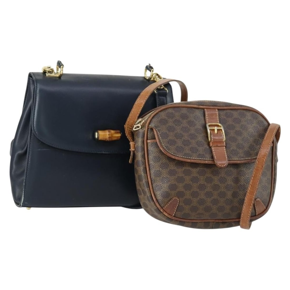 CELINE Gucci Bamboo Macadam Canvas Hand Bag Set Brown Black Authentic (1 of 18)