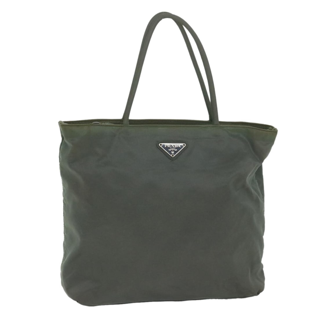 PRADA Khaki Nylon Hand Bag Italy Authentic 63982: PRADA Khaki Nylon Hand Bag Italy Authentic 63982 This authentic PRADA hand bag showcases a stylish khaki exterior crafted from durable nylon. With a height of approximately 9.8 inches (25 cm), a lengt
