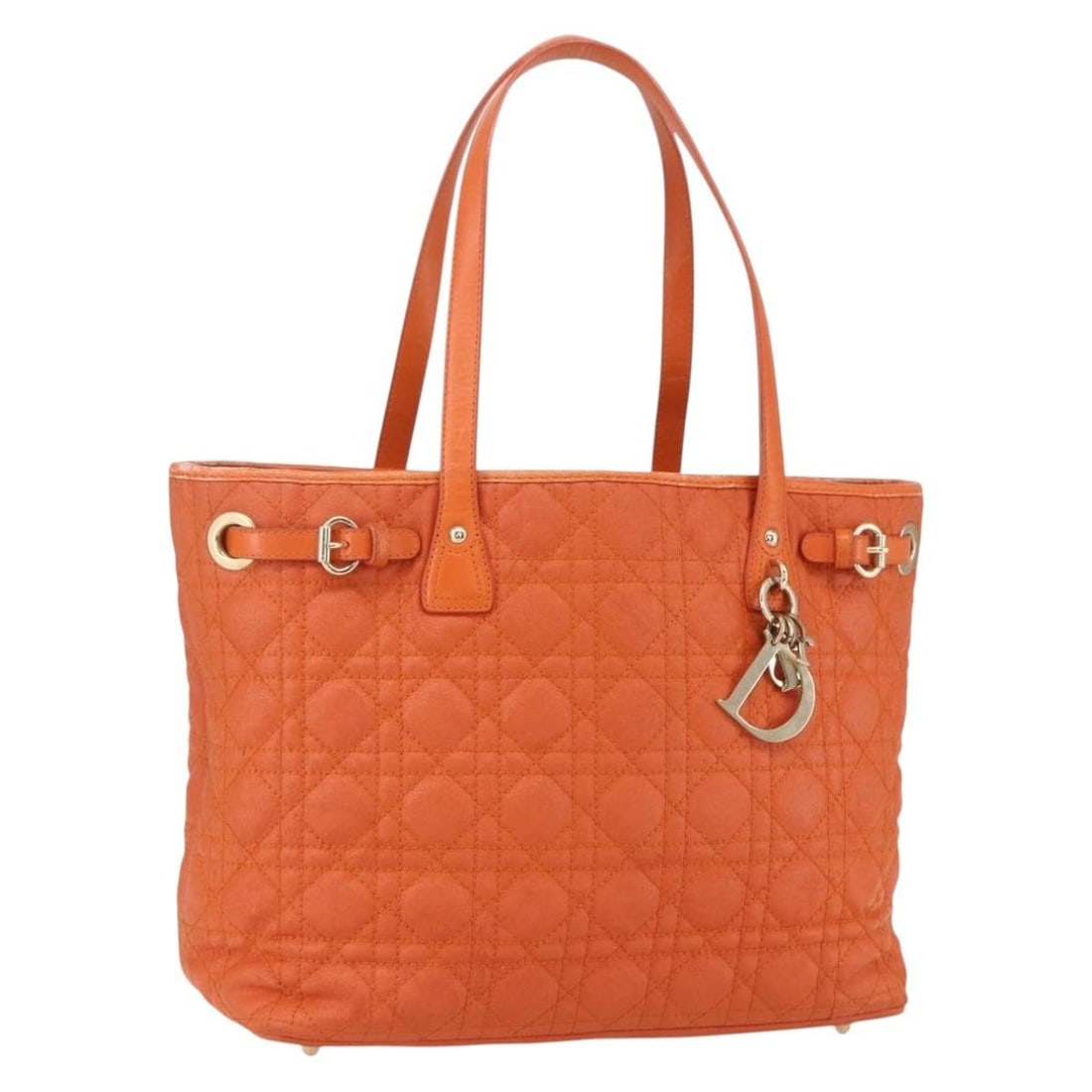 Orange Canvas Panarea Tote by Christian Dior with Gold Accents (1 of 18)