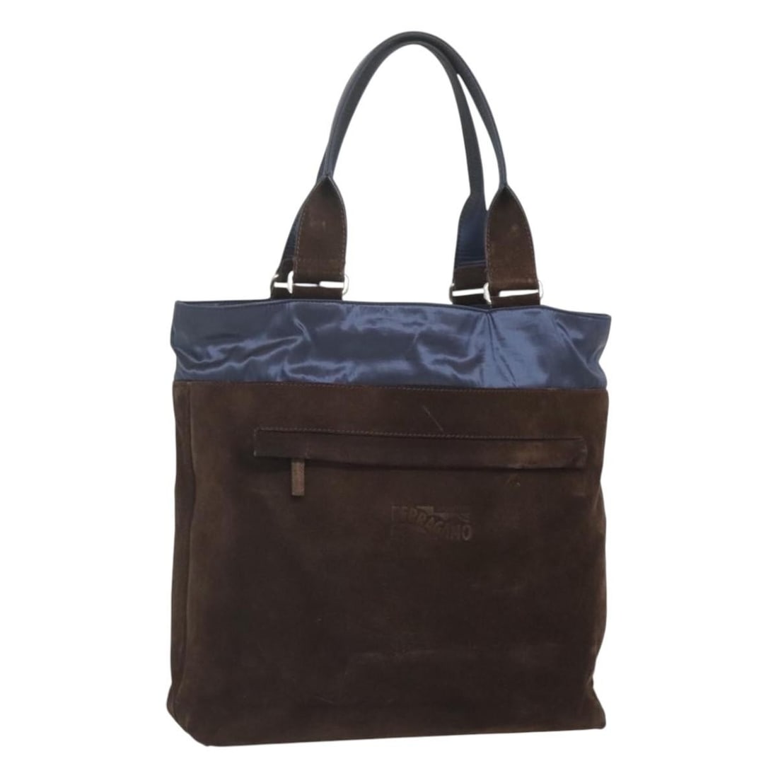 Salvatore Ferragamo Brown Suede Tote Bag Silver Accents Italy: Salvatore Ferragamo Brown Suede Tote Bag Silver Accents Italy This Salvatore Ferragamo Tote Bag is a stylish and practical accessory crafted from high-quality suede in a rich brown color with silver a
