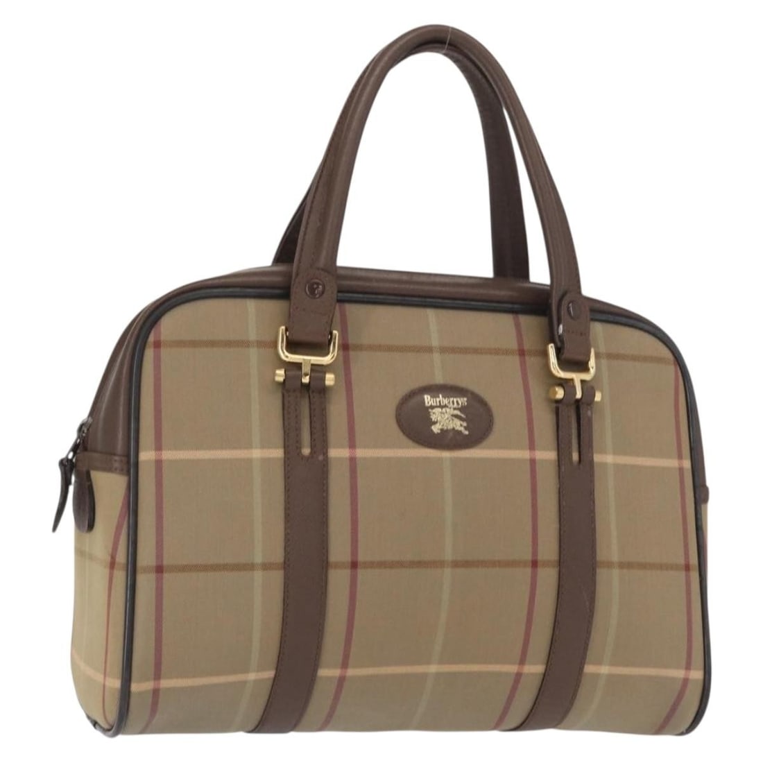 Burberrys Nova Check Beige Canvas Handbag Gold Accents: Burberrys Nova Check Beige Canvas Handbag Gold Accents This Burberrys Nova Check hand bag features a classic beige and gold canvas exterior with signature Nova Check pattern. The bag has a structured