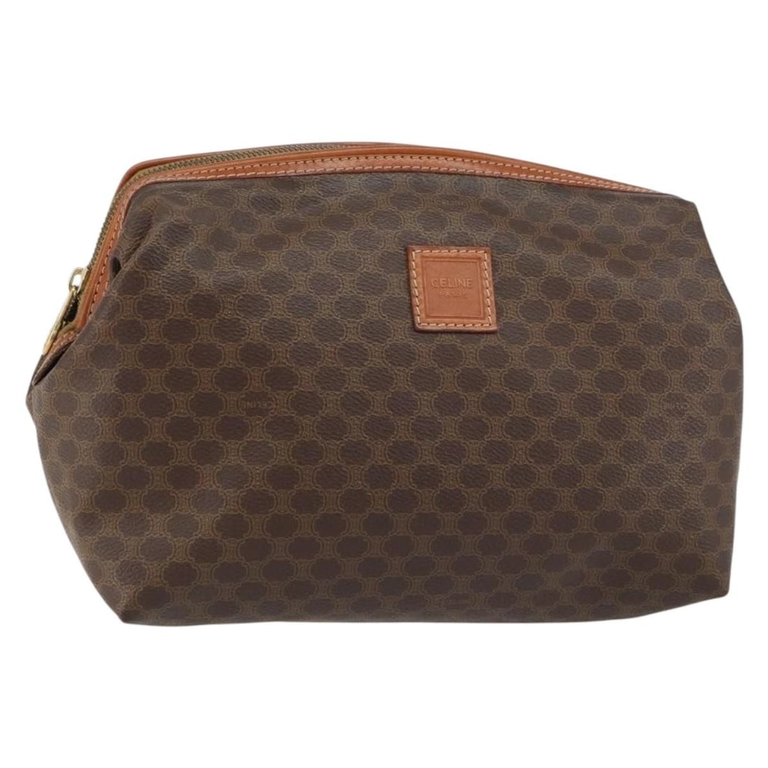 CELINE Macadam Pouch PVC Leather Brown Gold Made in Italy (1 of 18)