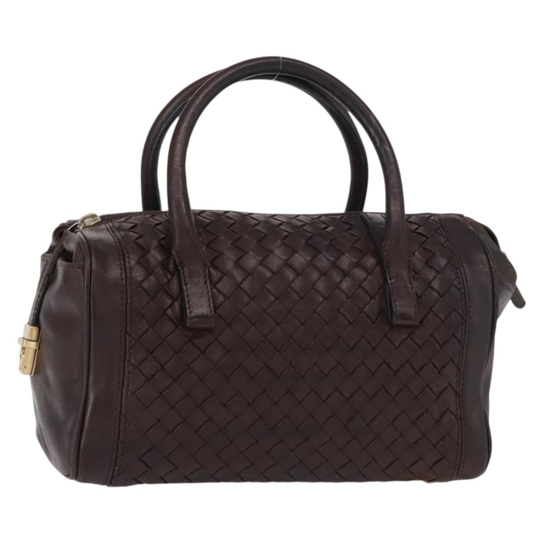 Bottega Veneta Intrecciato Leather Hand Bag Brown Gold Authentic (1 of 18)