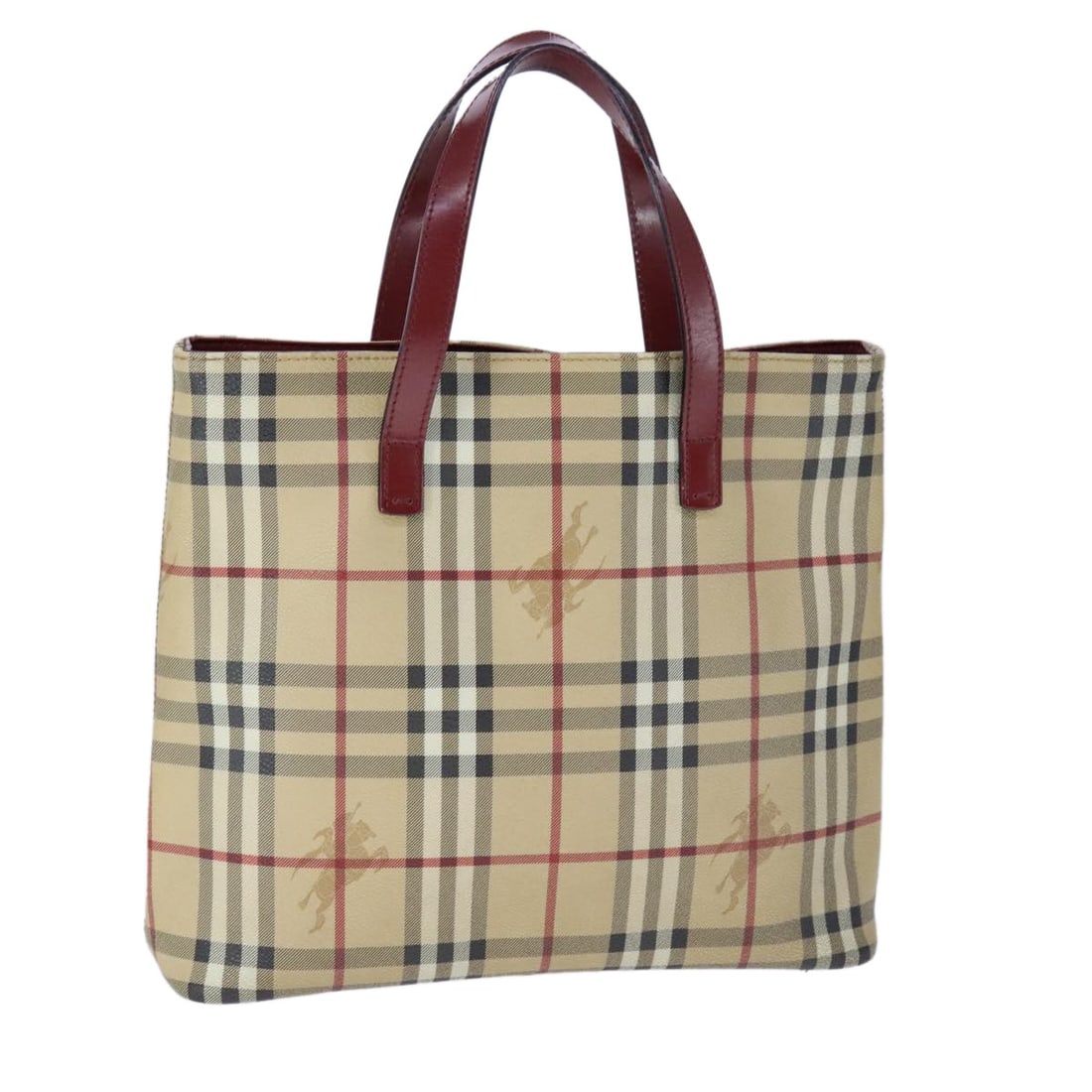 BURBERRY Nova Check Beige PVC Leather Hand Bag Authentic: BURBERRY Nova Check Beige PVC Leather Hand Bag Authentic Introducing the BURBERRY Nova Check Hand Bag, a stylish accessory crafted from durable PVC leather in a classic beige hue. This hand bag is mad
