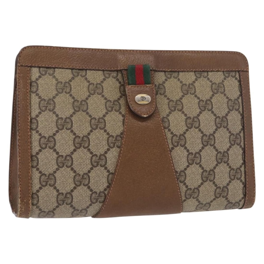 Gucci GG Supreme Web Sherry Line Beige Red PVC Clutch Bag 89 01 032: Gucci GG Supreme Web Sherry Line Beige Red PVC Clutch Bag 89 01 032 This is a GUCCI GG Supreme Web Sherry Line clutch bag crafted from beige and red PVC leather with GG canvas accents. Made in Italy,