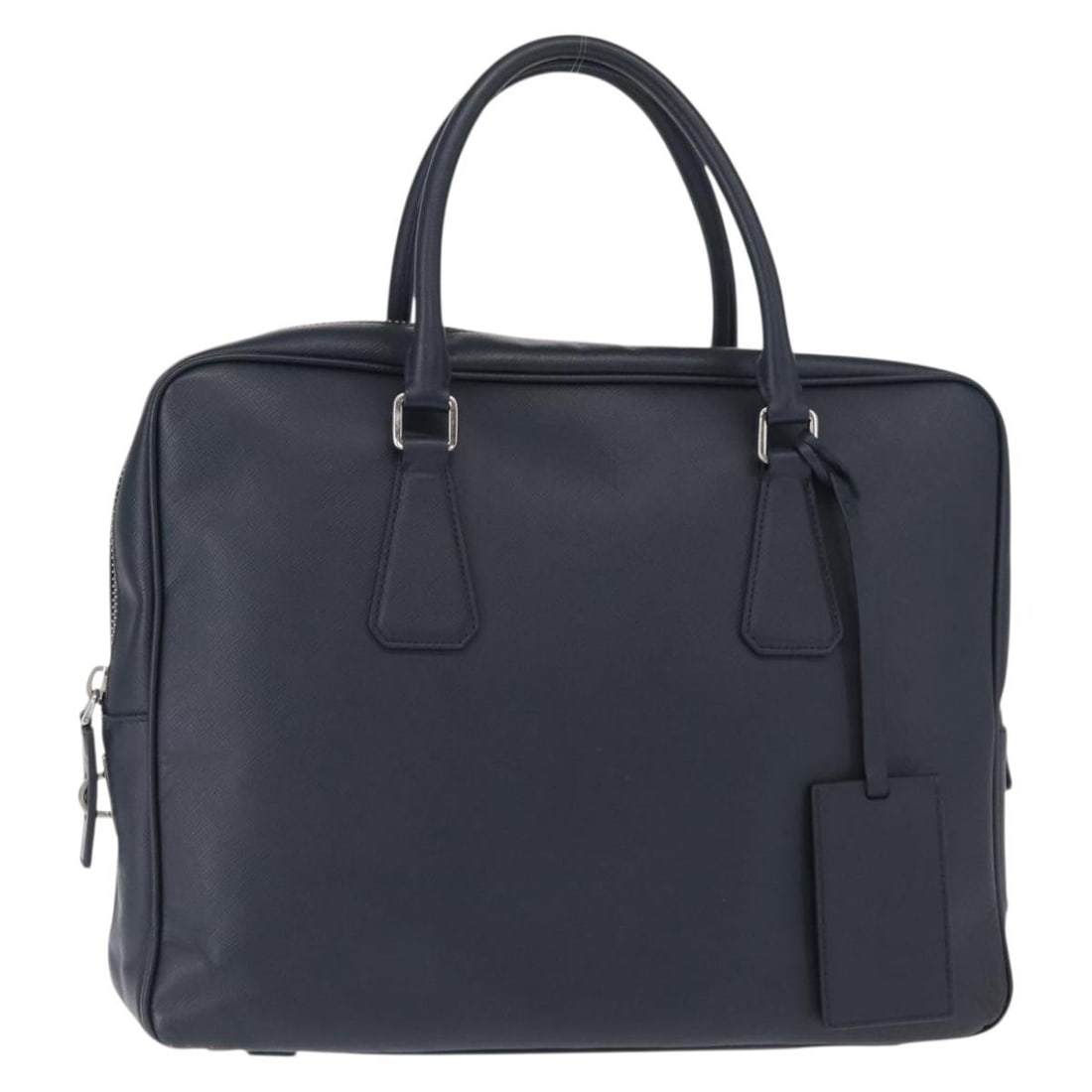 PRADA Navy Silver Saffiano Leather Hand Bag Auth 208 (1 of 18)