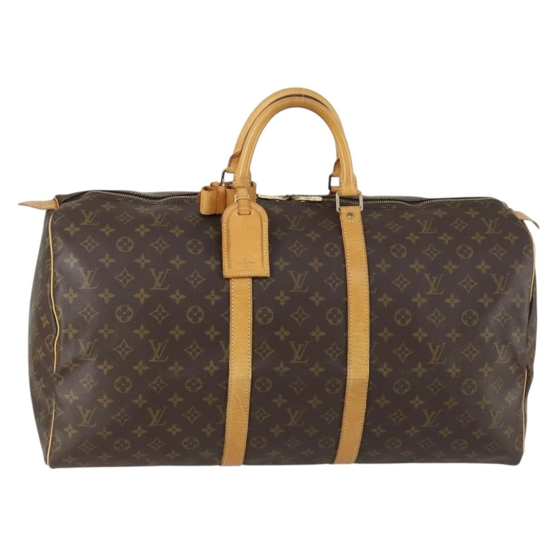 Monogram Canvas Boston Travel Bag Keepall 55 by Louis Vuitton M41424: Monogram Canvas Boston Travel Bag Keepall 55 by Louis Vuitton M41424 This is a Louis Vuitton Monogram Keepall 55 Boston Bag, model M41424, crafted from the signature monogram canvas. The spacious desi