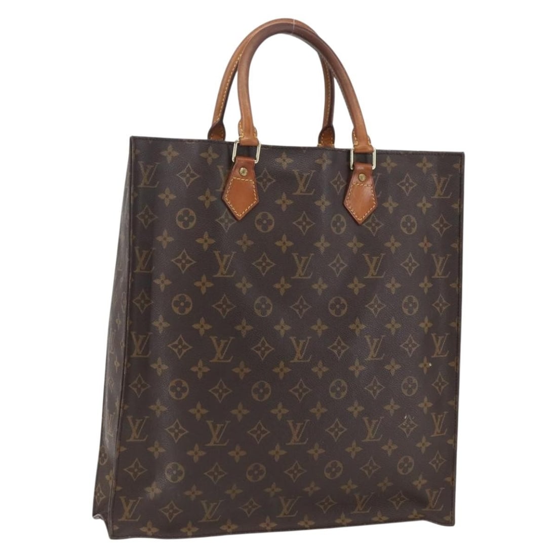 Louis Vuitton Sac Plat Monogram Canvas Tote Bag M51140 France: Louis Vuitton Sac Plat Monogram Canvas Tote Bag M51140 France This Louis Vuitton Sac Plat handbag features the classic Monogram canvas and was crafted in France. The bag shows significant signs of use