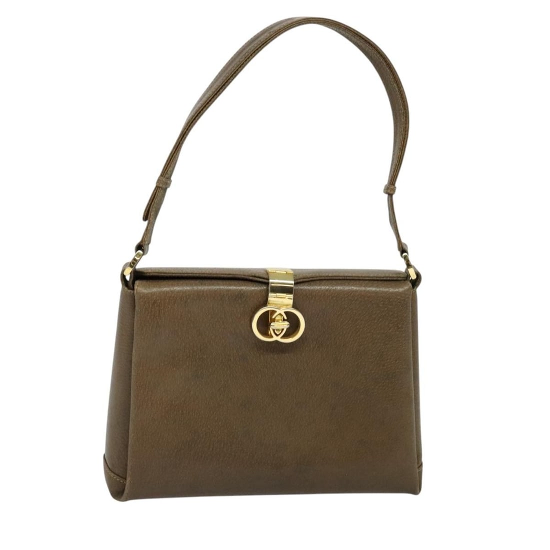 GUCCI Brown Gold Leather Shoulder Bag Made in Italy (1 of 18)