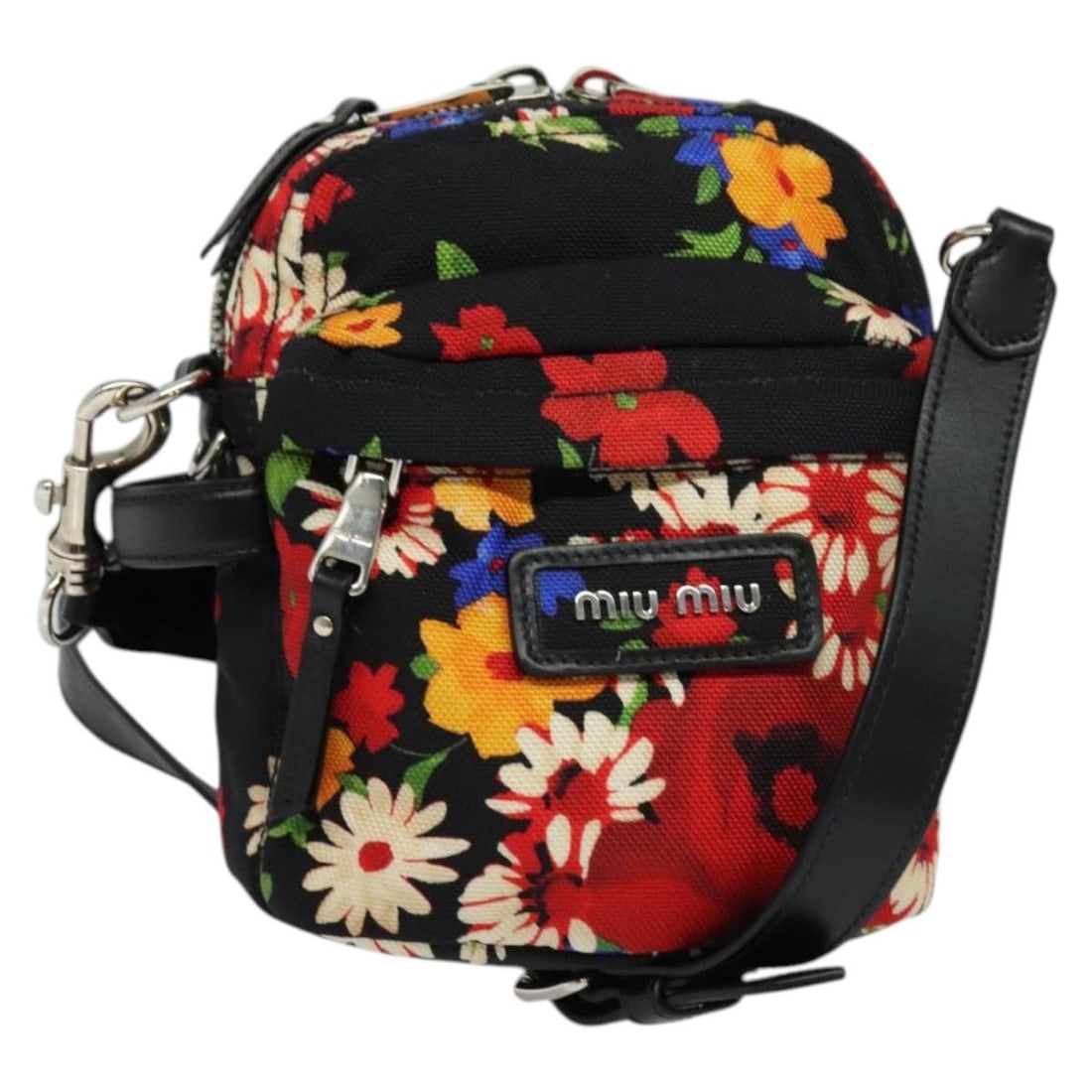 Miu Miu Black Gold Canvas Shoulder Bag Made in Italy: Miu Miu Black Gold Canvas Shoulder Bag Made in Italy This Miu Miu Shoulder Bag combines chic design with practicality, featuring a stylish black and gold color scheme. Crafted from durable canvas, it