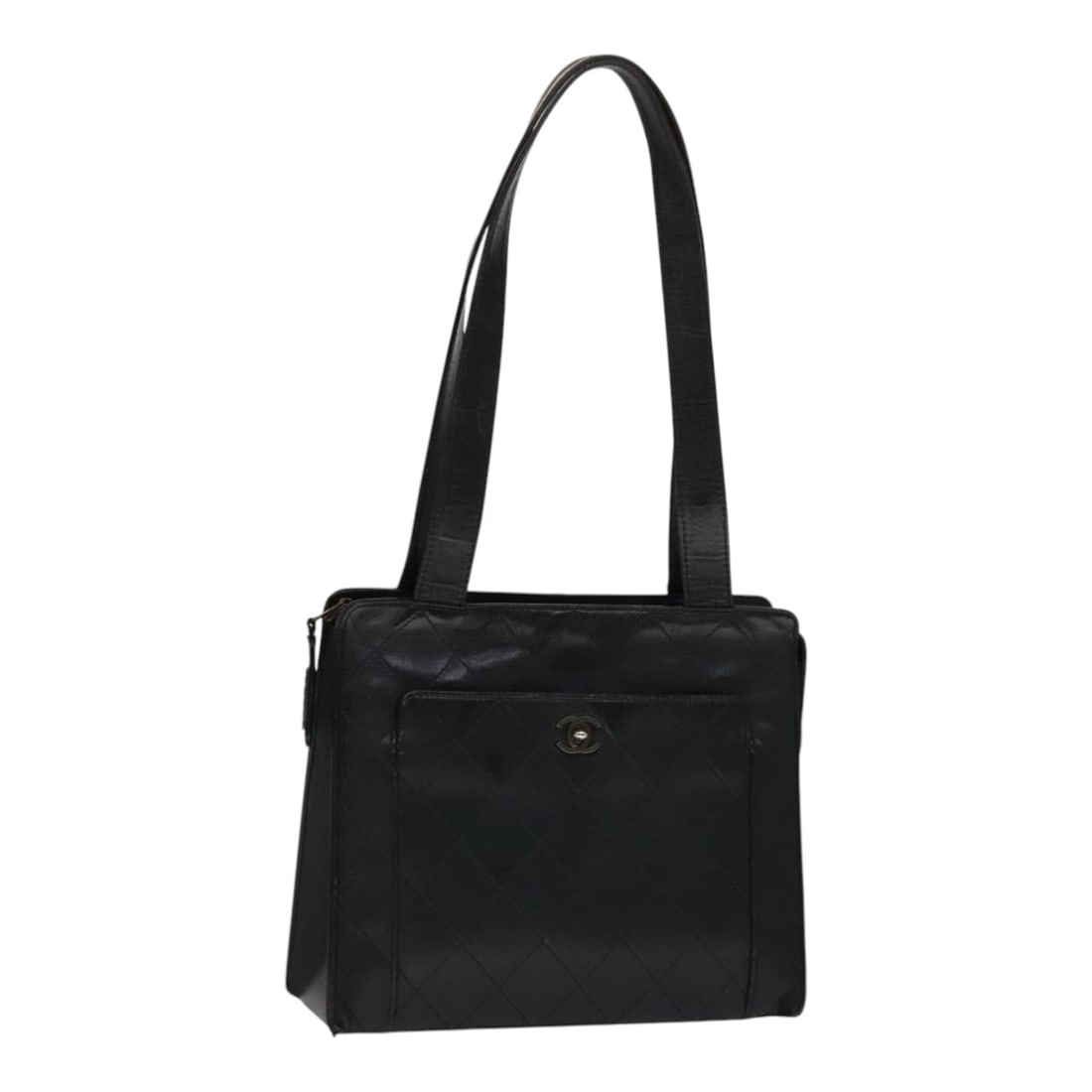 Authentic CHANEL Black Leather Matelasse Shoulder Bag 105958 (1 of 18)