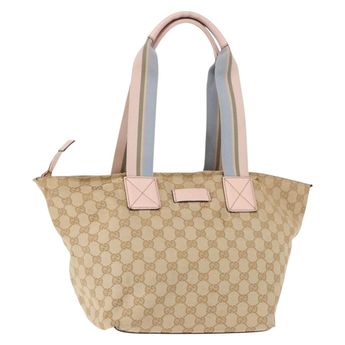 GUCCI GG Canvas Sherry Line Tote Bag Beige Pink 131230 Auth (1 of 18)