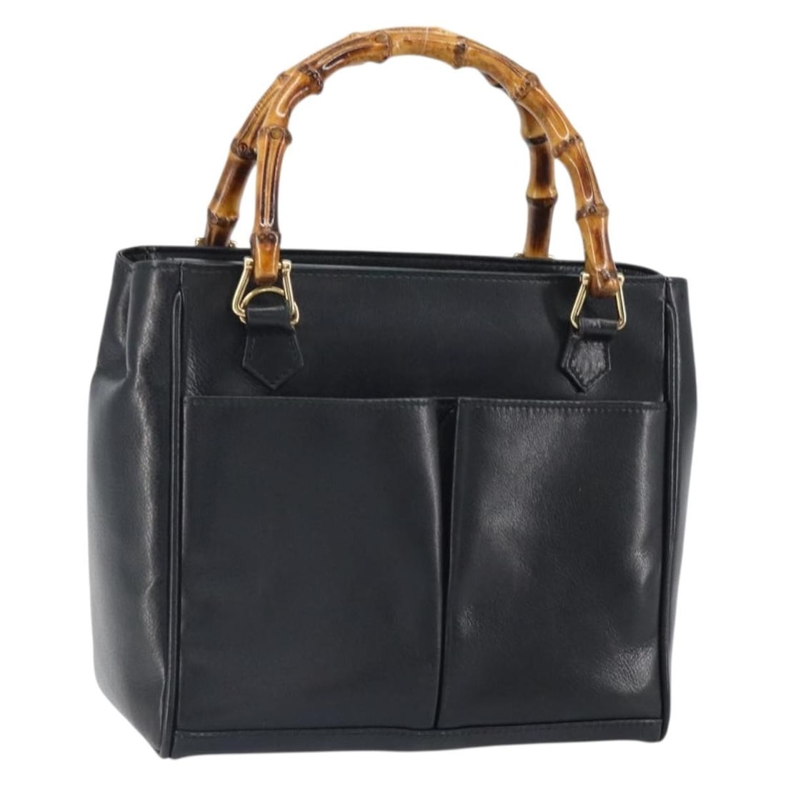 Gucci Black Leather Bamboo Handle Handbag 000 122 0316 Italy: Gucci Black Leather Bamboo Handle Handbag 000 122 0316 Italy This is a GUCCI Bamboo hand bag crafted from black leather with gold-tone accents. The bag features a structured design with a bamboo-style