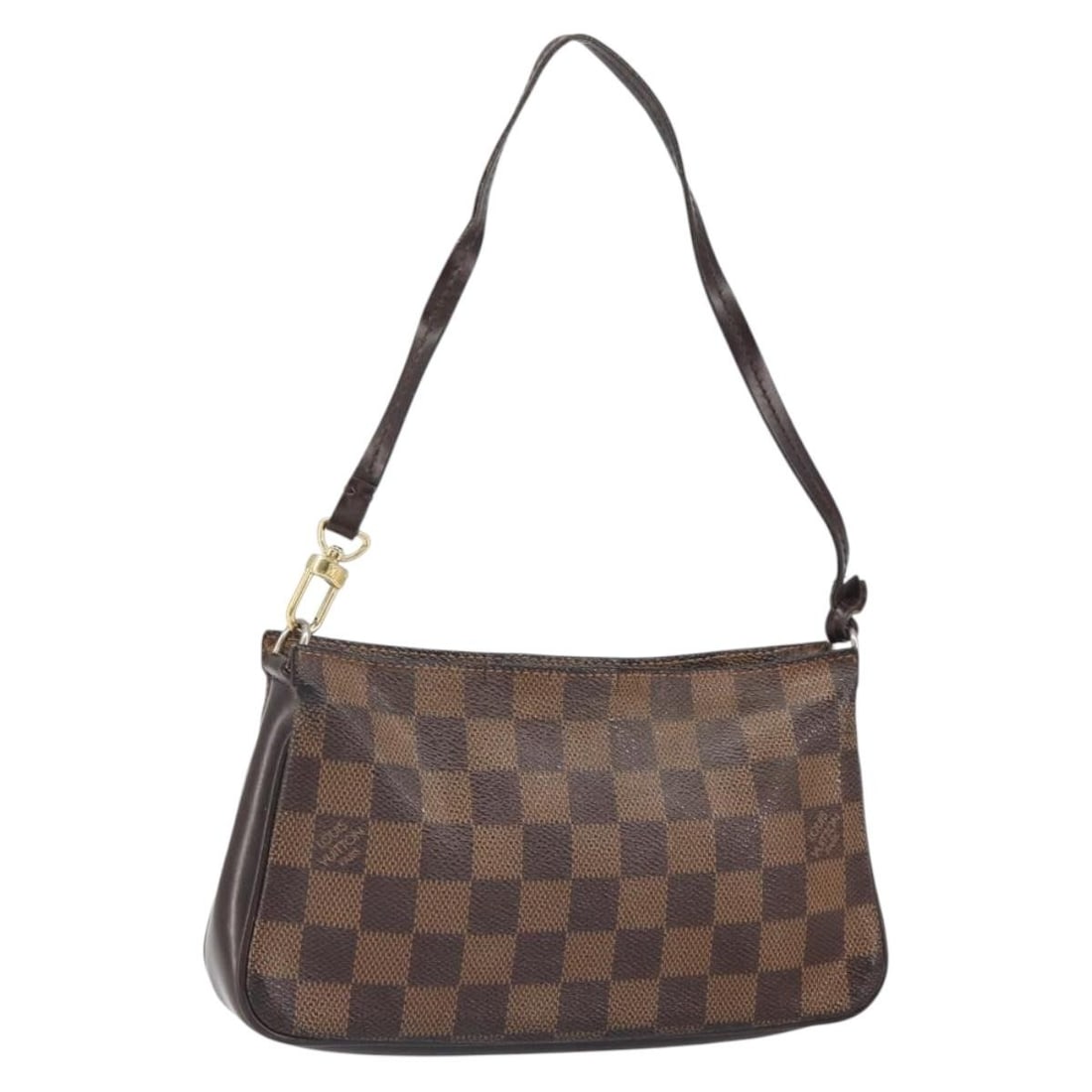 Navona Pochette Accessoires clutch by Louis Vuitton in brown: Navona Pochette Accessoires clutch by Louis Vuitton in brown This Louis Vuitton Navona Pochette Accessoires is a brown clutch and pouch designed for women. The exterior shows signs of surface rubbing,