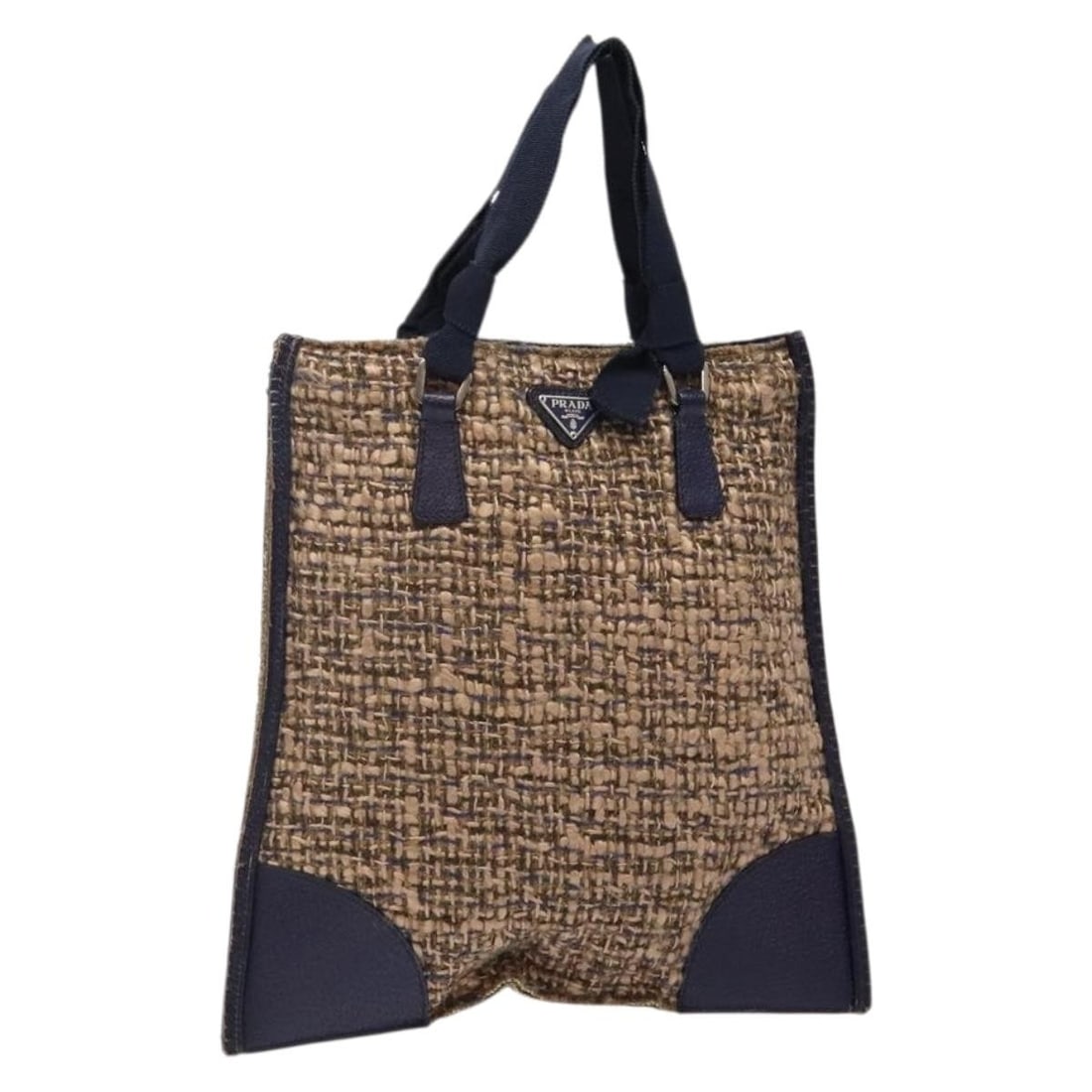 PRADA Beige Silver Tweed Hand Bag Wool Italy Auth bs29049: PRADA Beige Silver Tweed Hand Bag Wool Italy Auth bs29049 This authentic PRADA hand bag showcases a sophisticated blend of beige and silver hues crafted from high-quality wool. Designed in Italy, it f