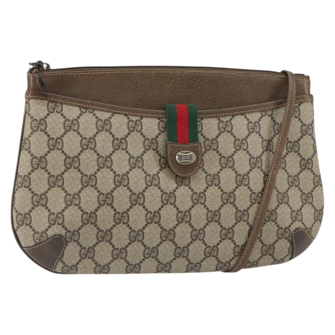 Gucci GG Canvas Shoulder Bag Beige Gold Web Stripe 904 02 026 Italy: Gucci GG Canvas Shoulder Bag Beige Gold Web Stripe 904 02 026 Italy This is a Gucci GG Supreme Web Sherry Line shoulder bag crafted from signature GG canvas in beige and gold tones. The bag features a