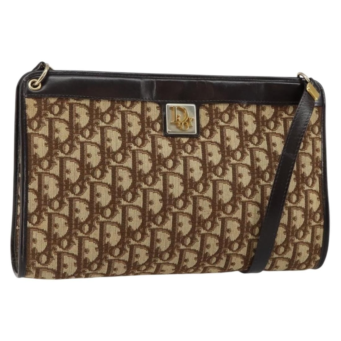 Christian Dior Beige Gold Trotter Canvas Shoulder Bag Auth 146342: Christian Dior Beige Gold Trotter Canvas Shoulder Bag Auth 146342 This Christian Dior Trotter Canvas Shoulder Bag is a sophisticated accessory originating from France, featuring a stylish beige and go