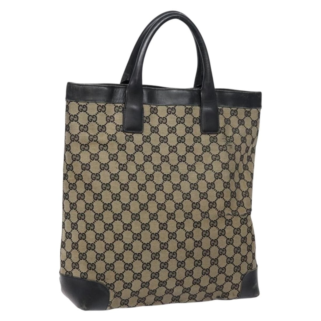 GUCCI GG Canvas Tote Bag Beige Black 002 1121 Authentic Italy (1 of 18)