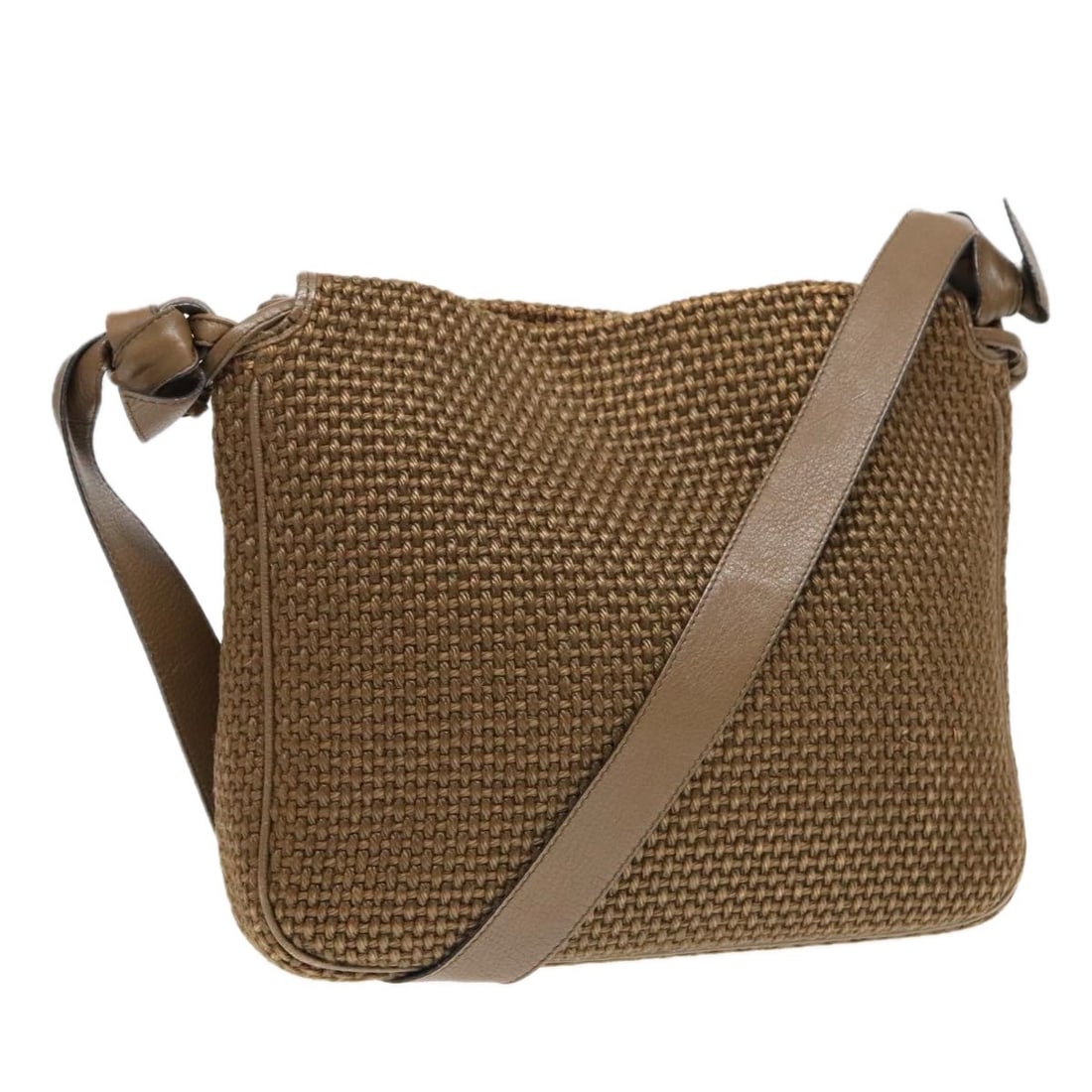 Bottega Veneta Canvas Shoulder Bag Brown Gold Made in Italy (1 of 18)