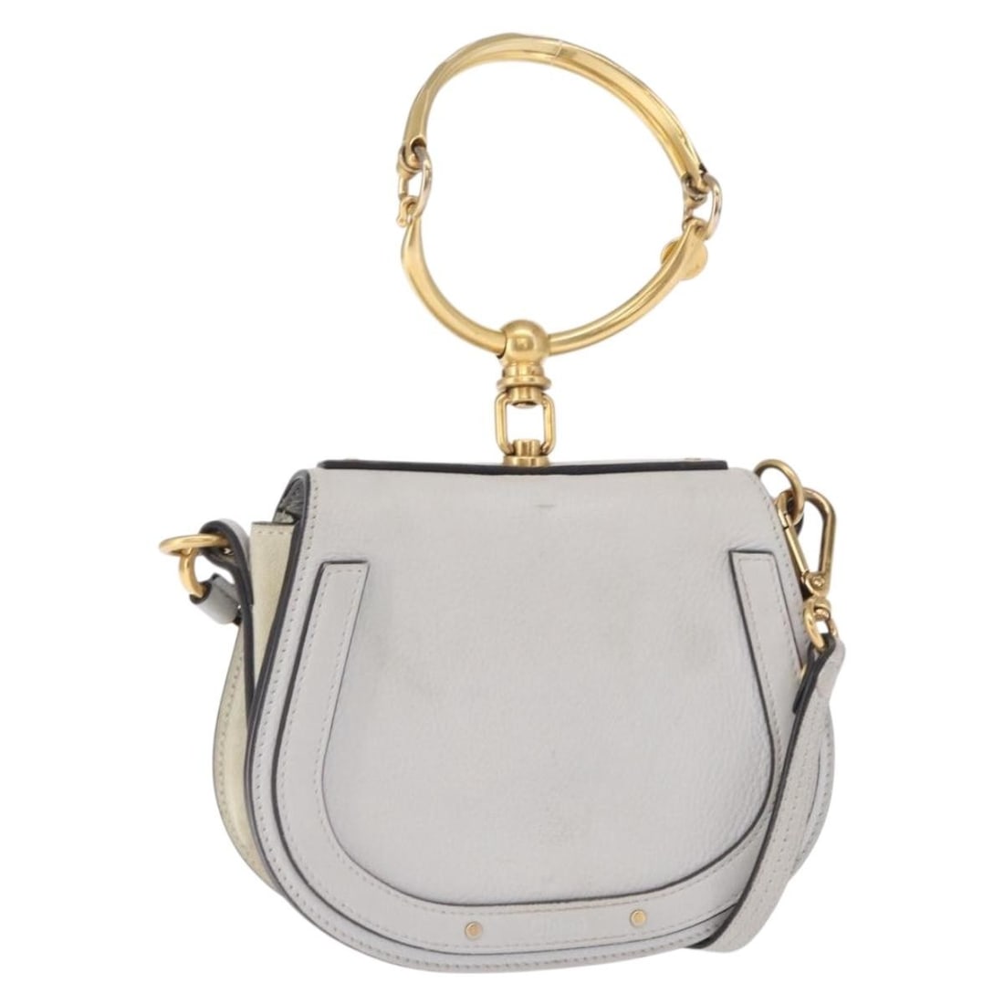 Chloe Nile White Leather Two Way Handbag with Gold Accents and Strap (1 of 18)