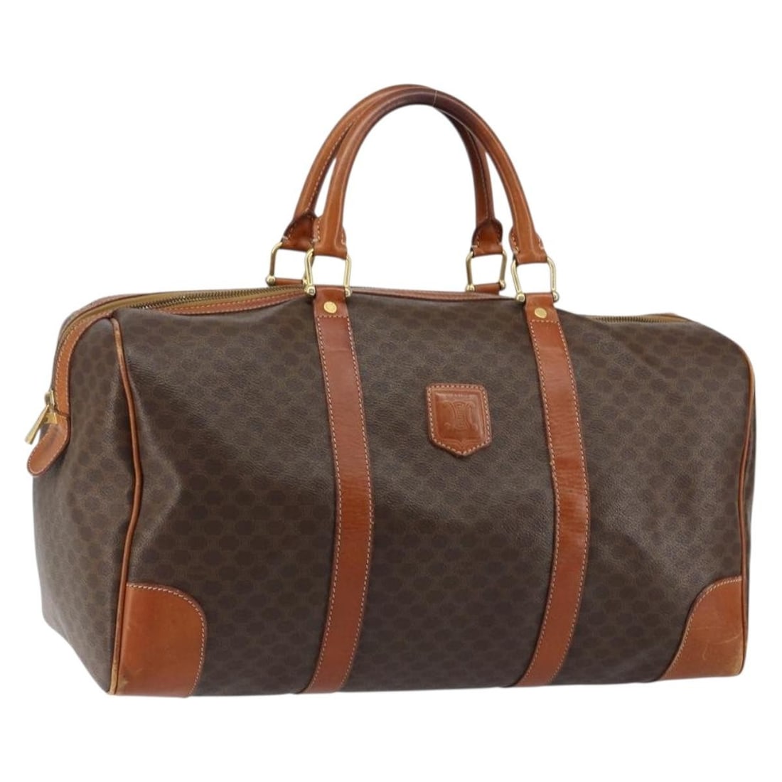 Celine Boston Bag in Brown Macadam Canvas and PVC Leather Gold Tone Details (1 of 18)