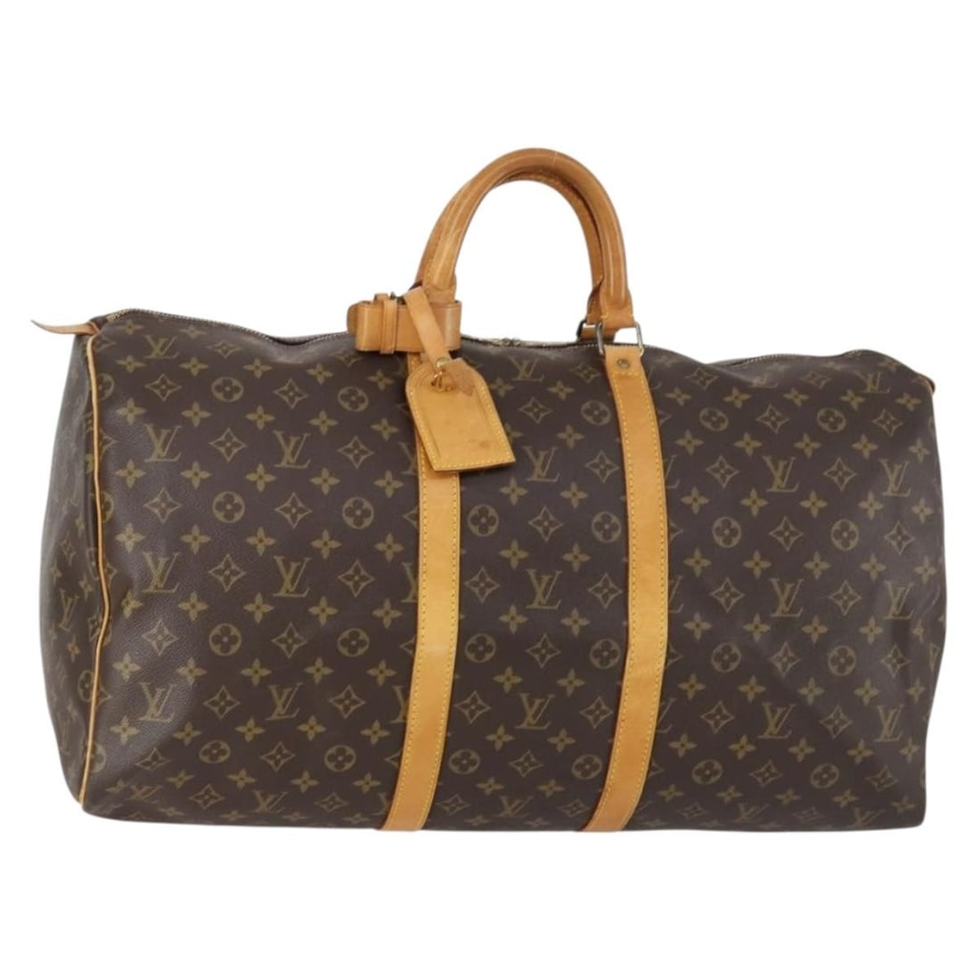 LOUIS VUITTON Monogram Keepall 55 Boston Bag M41424 Auth Name Tag: LOUIS VUITTON Monogram Keepall 55 Boston Bag M41424 Auth Name Tag This LOUIS VUITTON Monogram Keepall 55 Boston Bag is a classic travel companion, crafted from iconic Monogram Canvas. The bag features