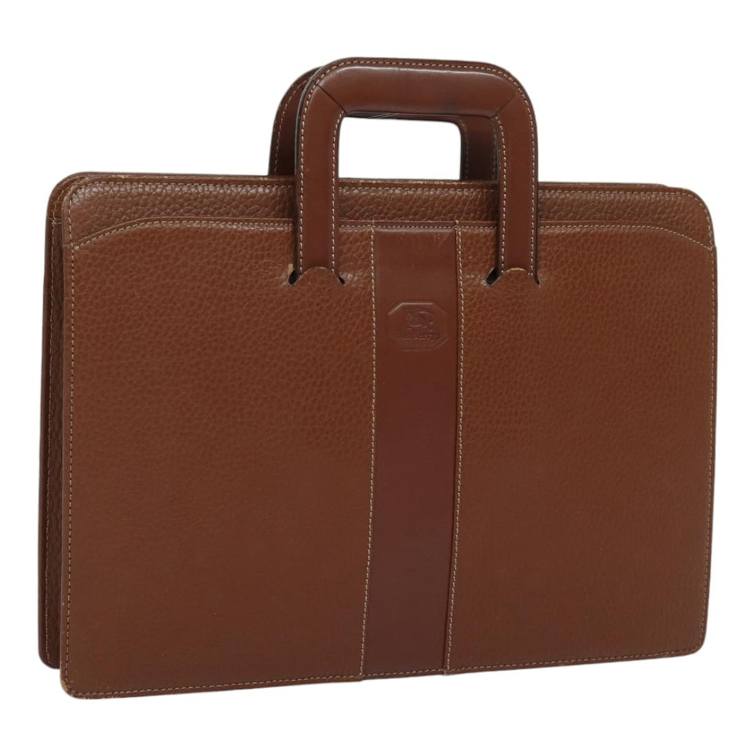 Burberrys Leather Hand Bag Bordeaux Silver Auth 10.2x14.2in (1 of 18)