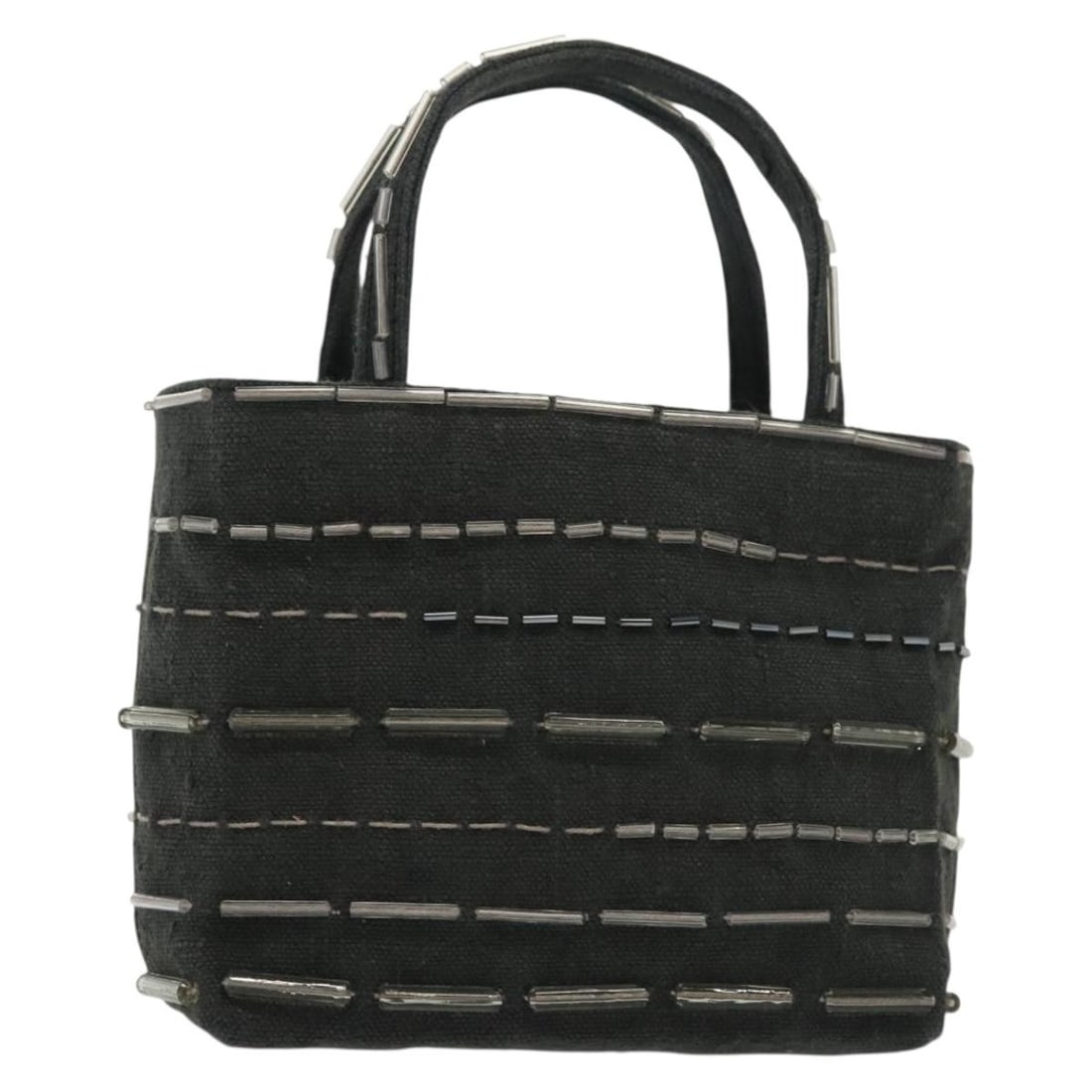 PRADA Black Canvas Hand Bag Authentic Italy 141361 (1 of 18)