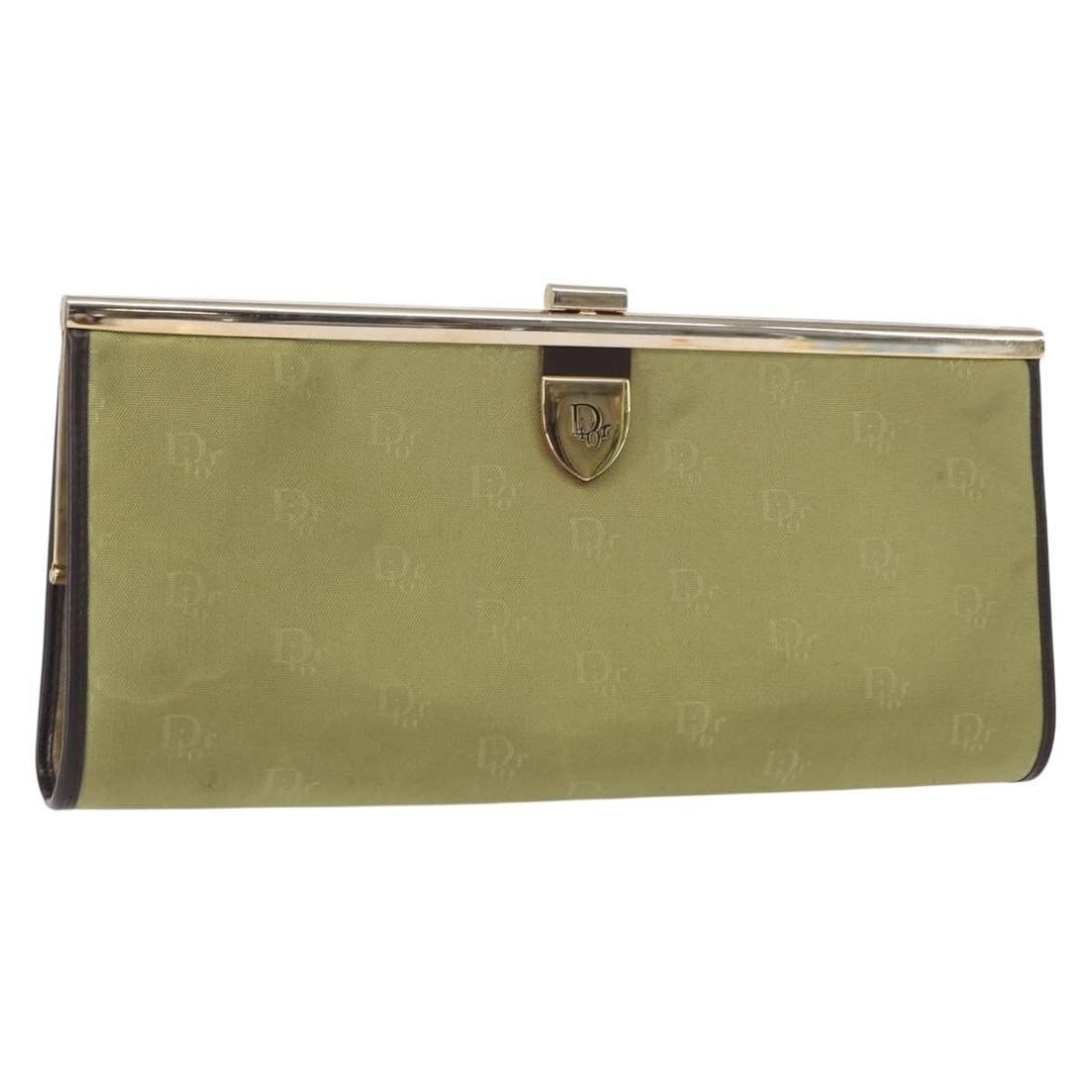 Christian Dior Green Gold Trotter Canvas Clutch Bag Auth BA9201 (1 of 18)