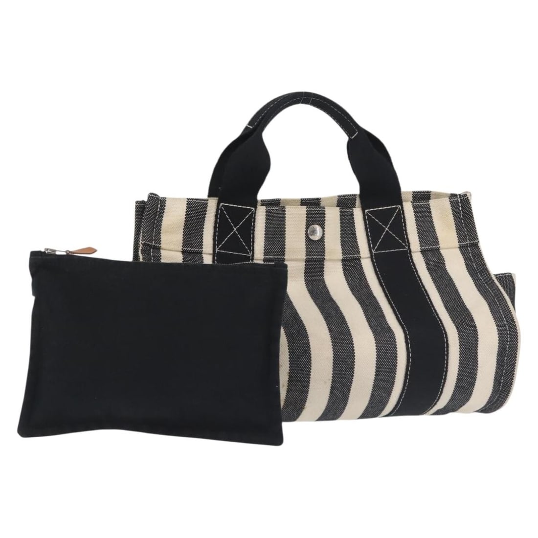 HERMES Cannes PM Hand Bag Canvas White Black Made in France: HERMES Cannes PM Hand Bag Canvas White Black Made in France This authentic HERMES Cannes PM Hand Bag showcases a stylish combination of white and black canvas, making it a versatile accessory for any