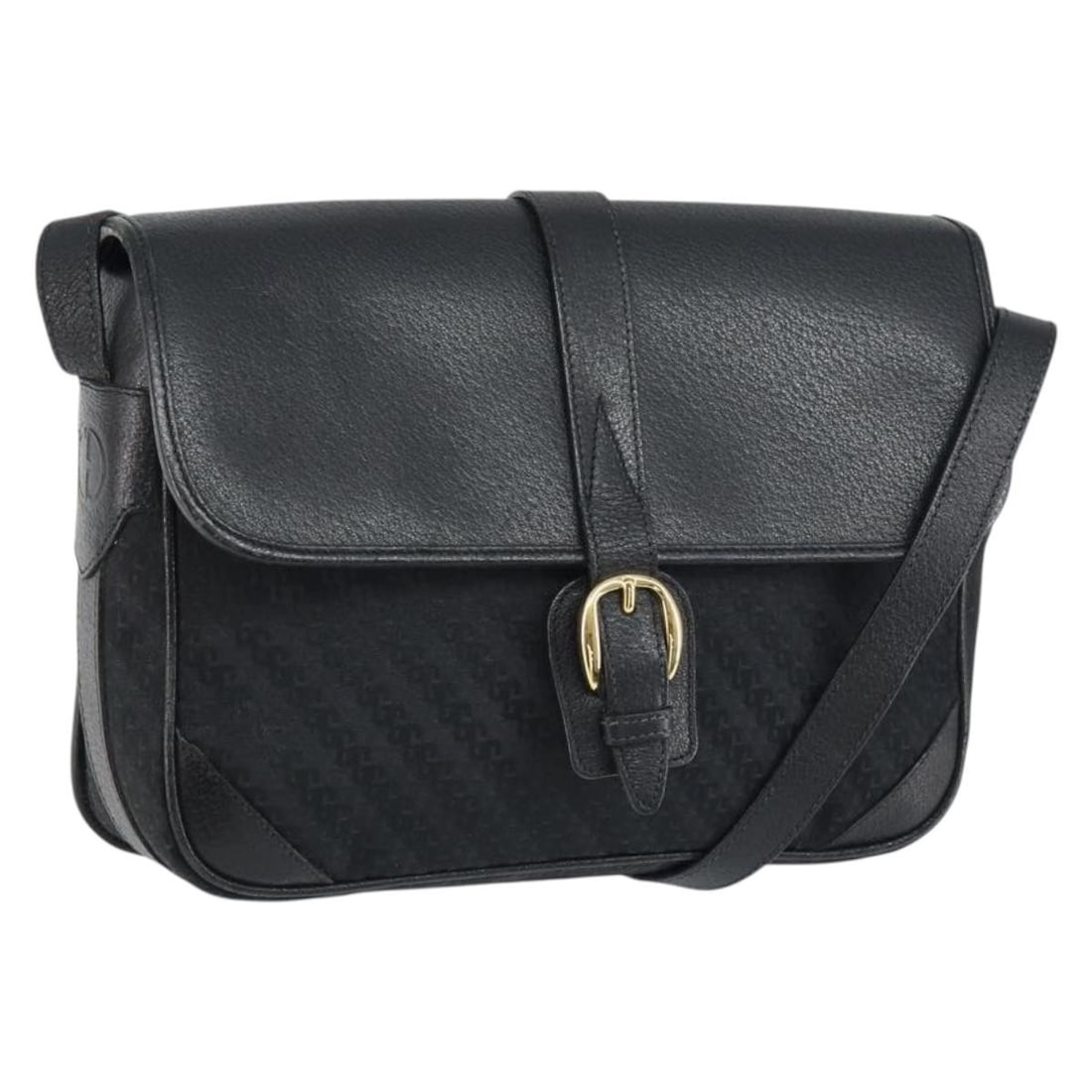 GUCCI 001 113 0613 Black Gold Leather Shoulder Bag Auth (1 of 18)