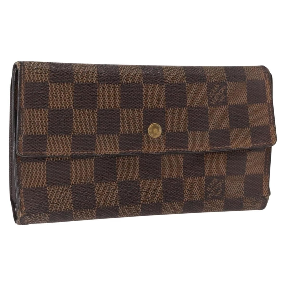 Damier Ebene Canvas International Wallet by Louis Vuitton N61217: Damier Ebene Canvas International Wallet by Louis Vuitton N61217 This is a Louis Vuitton Damier Ebene Portefeuille International Wallet, crafted from Damier Ebene canvas. The wallet features a classic