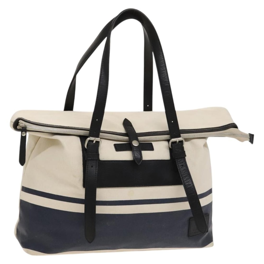 Burberry Black Label White Silver Canvas Shoulder Bag Made in Japan (1 of 18)