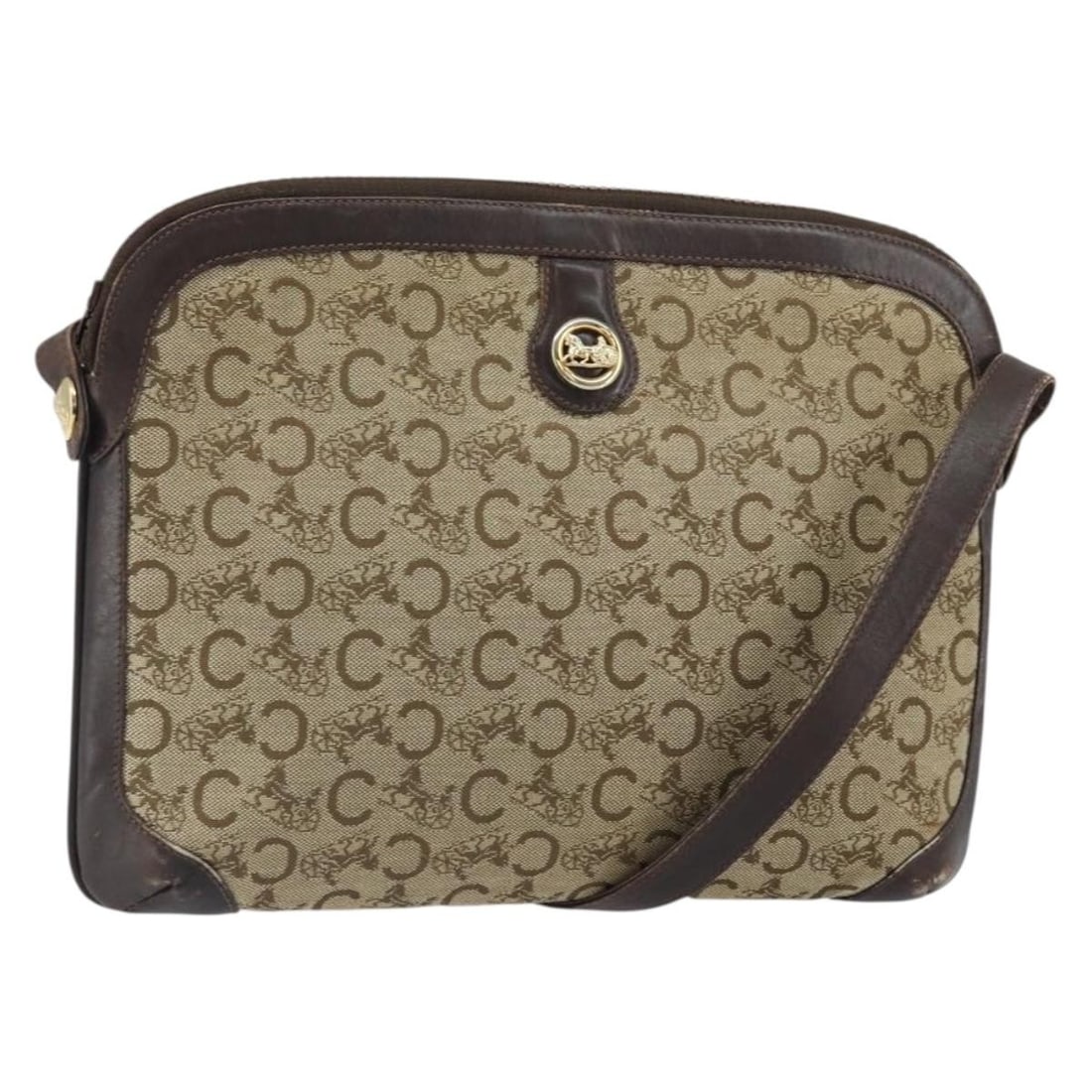 Celine Sulky Canvas Shoulder Bag Beige and Gold Tone Italy: Celine Sulky Canvas Shoulder Bag Beige and Gold Tone Italy This CELINE C Sulky shoulder bag features a beige and gold canvas exterior. The bag has a height of approximately 9.1 inches (23 cm) and a le